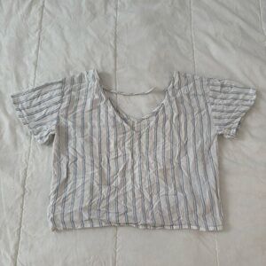 Arizona Jean Company Striped Crop Top in White and Blue